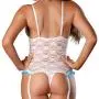 Exposed Luv Floral Lace Crotchless Open Cup Body Set