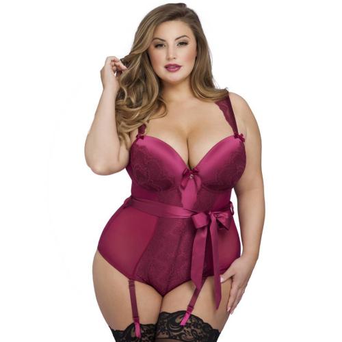 Worldgirl Plus Size Moonlight Wine Crotchless Plunge Body Worldgirl Plus Size Moonlight Wine Crotchless Plunge Body