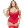 Worldgirl Plus Size Belle Amour Red Crotchless Body