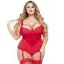 Worldgirl Plus Size Belle Amour Red Crotchless Body