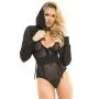 Adore by Allure Black Hooded Long Sleeve Fishnet Body