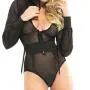 Adore by Allure Black Hooded Long Sleeve Fishnet Body