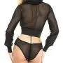 Adore by Allure Black Hooded Long Sleeve Fishnet Body