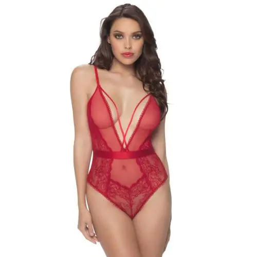 Oh La La Cheri Red Lace Plunge Body