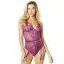 Oh La La Cheri Magenta Eyelash Lace Suspender Body