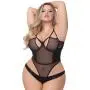 Seven 'til Midnight Plus Size Black Wet Look Cut-Out Body
