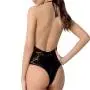 Passion Black Wet Look and Lace Deep Plunge Body