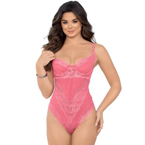 Escante Coral Underwired Lace and Mesh G-String Body Escante Coral Underwired Lace and Mesh G-String Body
