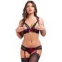 Worldgirl Moonlight Black Peekaboo Bra and Suspender Knickers Set Worldgirl Moonlight Black Peekaboo Bra and Suspender Knickers Set