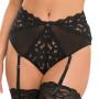 Worldgirl Parisienne Black Plunge Longline Bra and Crotchless Thong Set