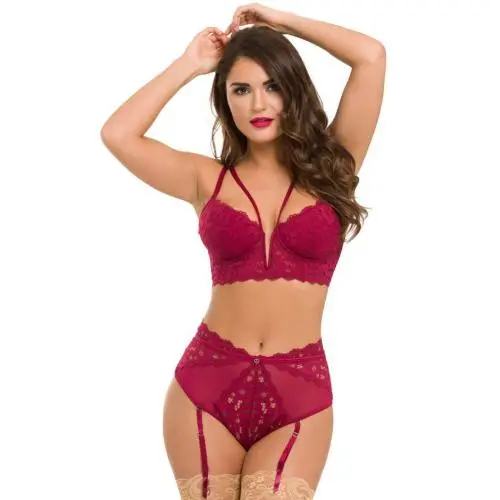 Worldgirl Parisienne Wine Plunge Longline Bra and Crotchless Thong Set Worldgirl Parisienne Wine Plunge Longline Bra and Crotchless Thong Set