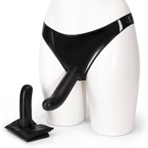 Latex Double G Strap-On Dildo Pants for Her