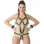 DOMINIX Deluxe Open Breast Leather Body Harness with Cuffs