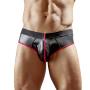 Svenjoyment Zip Front Wet Look Open Back Briefs