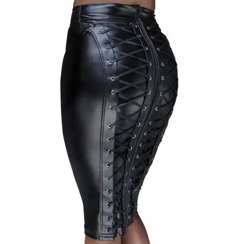 Noir Black Wet Look Pencil Skirt Noir Black Wet Look Pencil Skirt