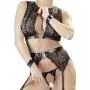 Cottelli Wet Look and Lace Bra Set with Handcuffs