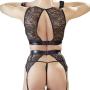 Cottelli Wet Look and Lace Bra Set with Handcuffs