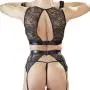 Cottelli Wet Look and Lace Bra Set with Handcuffs