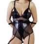 Cottelli Wet Look and Mesh Bondage Body with Arm Restraints