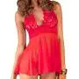 Rene Rofe Lace and Mesh Halter Babydoll and G-String Set Rene Rofe Lace and Mesh Halter Babydoll and G-String Set