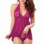 Dreamgirl Raspberry Sheer Lace Babydoll and Knicker Set