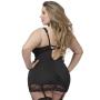 Worldgirl Plus Size Adore Me Plunge Suspender Chemise Set Black