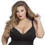 Worldgirl Plus Size Adore Me Plunge Suspender Chemise Set Black