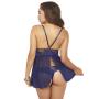 Seven 'til Midnight Lace and Mesh Blue Halter Babydoll Set