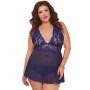 Seven 'til Midnight Plus Size Lace and Mesh Halter Babydoll Set