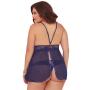 Seven 'til Midnight Plus Size Lace and Mesh Halter Babydoll Set