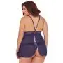 Seven 'til Midnight Plus Size Lace and Mesh Halter Babydoll Set
