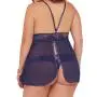 Seven 'til Midnight Plus Size Lace and Mesh Halter Babydoll Set