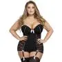 Worldgirl Plus Size Seduce Me Black Push-Up Chemise Set