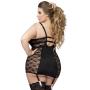 Worldgirl Plus Size Seduce Me Black Push-Up Chemise Set