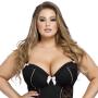 Worldgirl Plus Size Seduce Me Black Push-Up Chemise Set