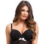Worldgirl Barely There Black Push-Up Babydoll Set
