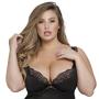 Worldgirl Plus Size Treasure Me Black Underwired Babydoll Set