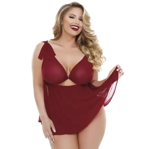 Fantasy Curve Plus Size Cut Out Babydoll Set