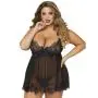 Seven 'til Midnight Plus Size Black Underwired Babydoll Set Seven 'til Midnight Plus Size Black Underwired Babydoll Set