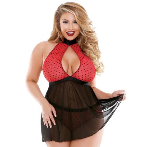 Fantasy Curve Plus Size Halterneck Keyhole Front Babydoll Set Fantasy Curve Plus Size Halterneck Keyhole Front Babydoll Set