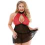 Fantasy Curve Plus Size Halterneck Keyhole Front Babydoll Set Fantasy Curve Plus Size Halterneck Keyhole Front Babydoll Set