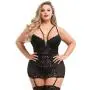 Worldgirl Plus Size Parisienne Black Lace Plunge Chemise