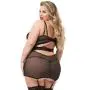 Worldgirl Plus Size Parisienne Black Lace Plunge Chemise