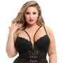 Worldgirl Plus Size Parisienne Black Lace Plunge Chemise