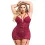 Worldgirl Plus Size Parisienne Wine Lace Plunge Chemise