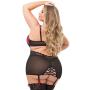 Worldgirl Plus Size Boudoir Belle Cherry Cut-Out Chemise Set