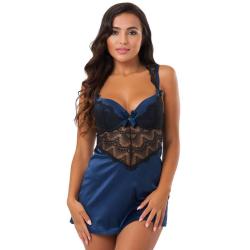 Worldgirl Moonlight Blue Plunge Babydoll Set