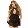 Seven 'til Midnight Plus Size Black Keyhole Front Babydoll Set