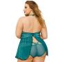 Seven 'til Midnight Plus Size Teal Keyhole Front Babydoll Set