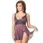 Coquette Purple Mesh and Metallic Lace Babydoll Set